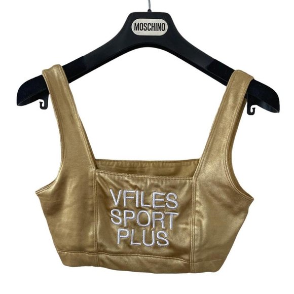 y2k gold vfiles crop top & baggy cargo pants capri 2 piece set size S - Picture 3 of 3